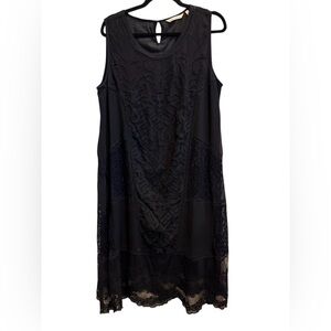 Soft Surroundings Women’s Siri Black Lace Midi Dress sz L